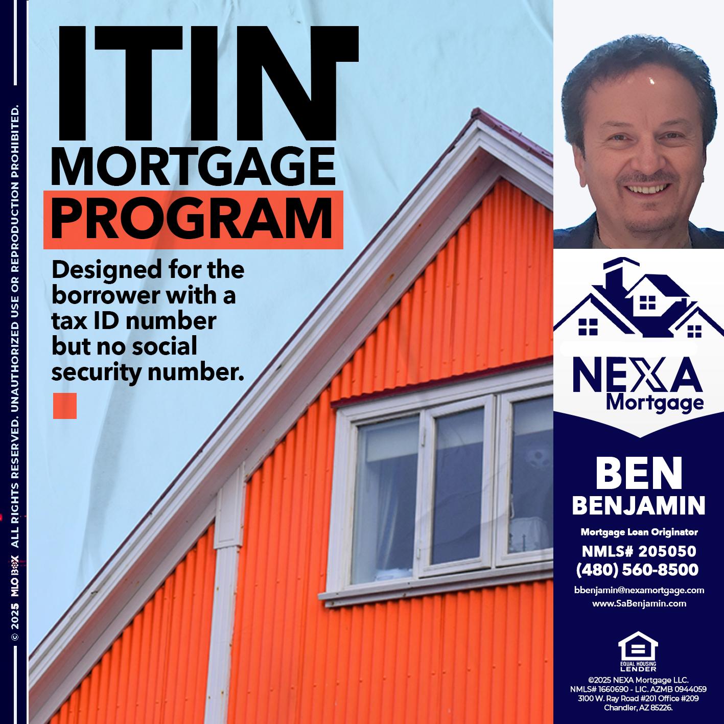 ITIN PROGRAM - Ben Benjamin -Mortgage Loan Originator