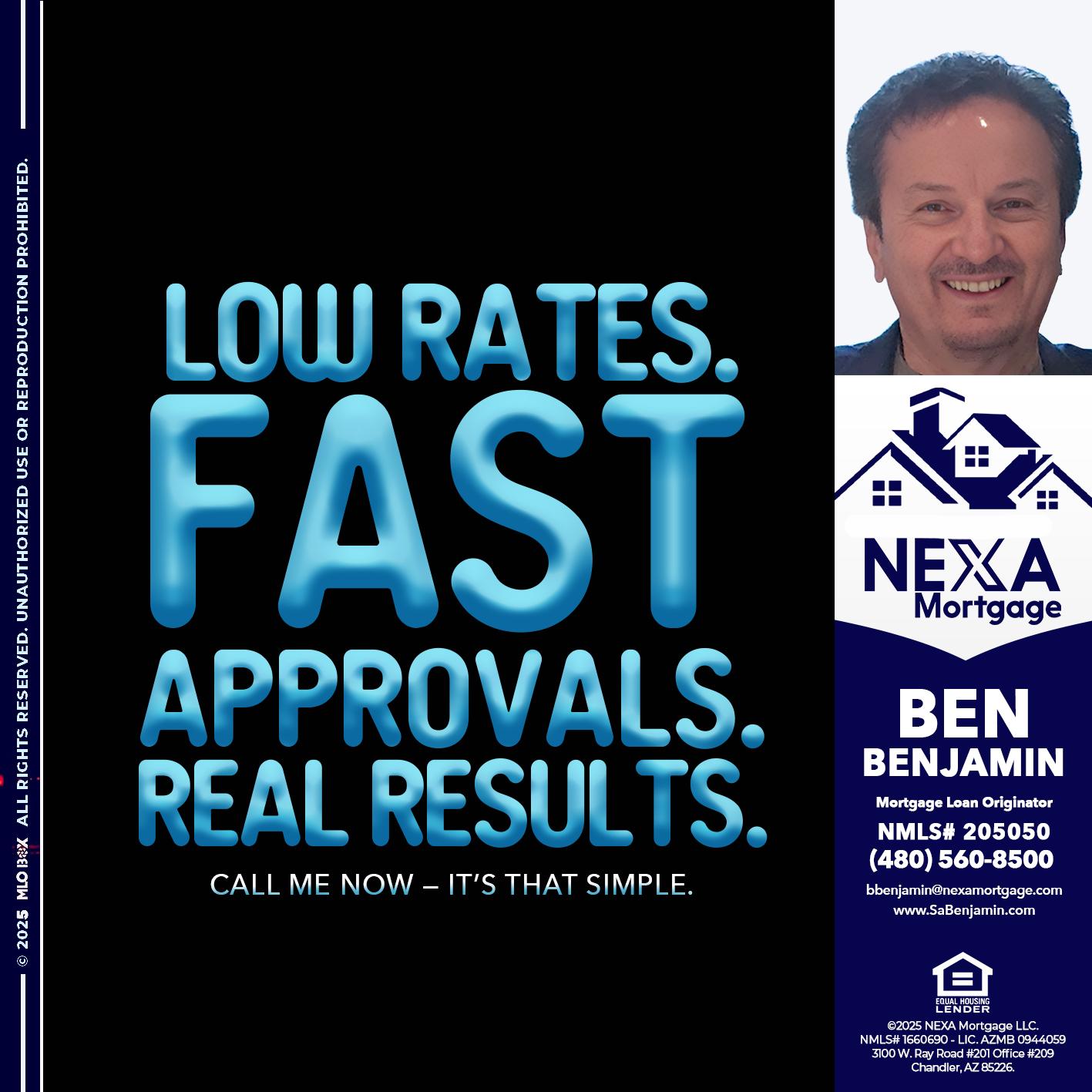 LOW RATES - Ben Benjamin -Mortgage Loan Originator