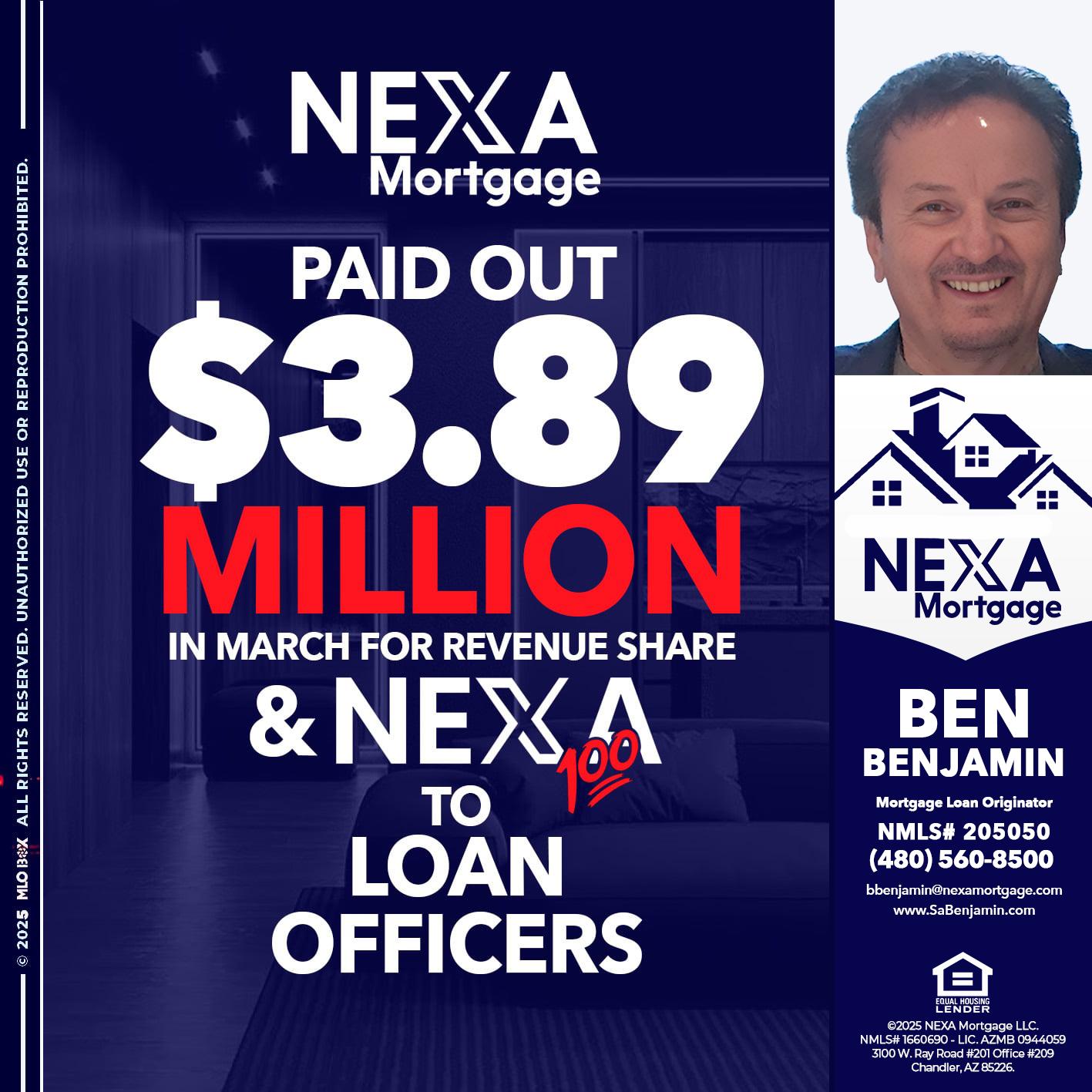NEXA PAID OUT - Ben Benjamin -Mortgage Loan Originator