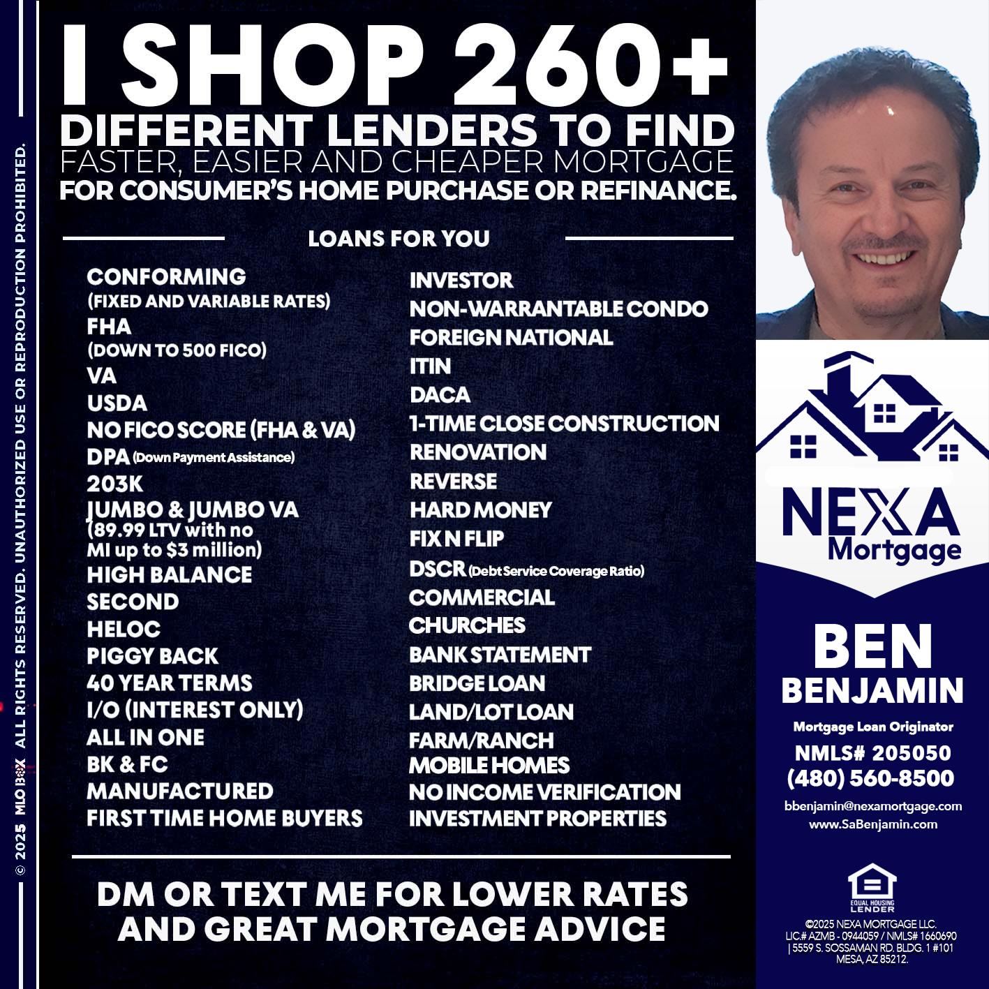 I SHOP +260 - Ben Benjamin -Mortgage Loan Originator
