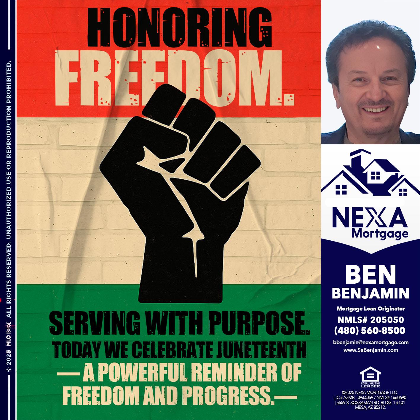 HONORING FREEDOM - Ben Benjamin -Mortgage Loan Originator