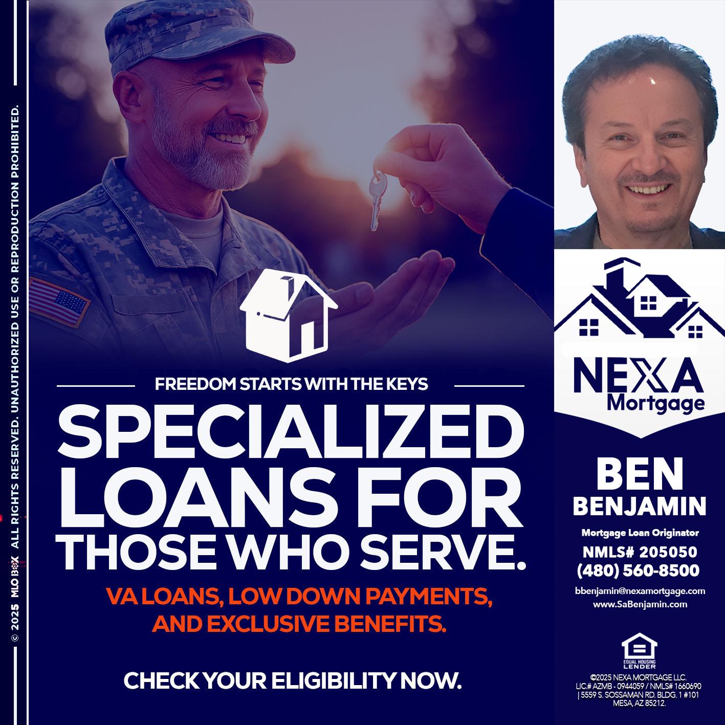 SPECIALIZED LOANS - Ben Benjamin -Mortgage Loan Originator