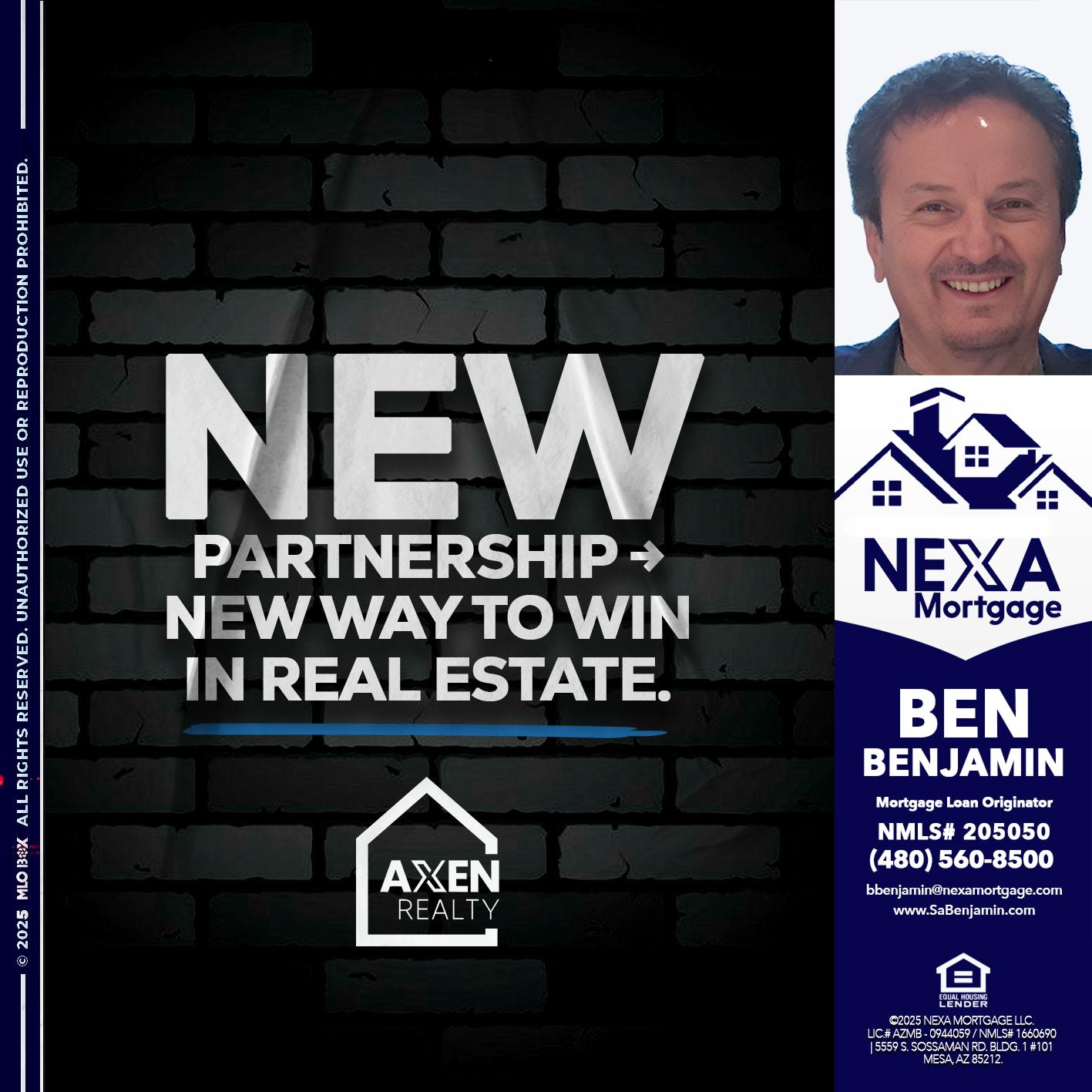 new partnership - Ben Benjamin -Mortgage Loan Originator