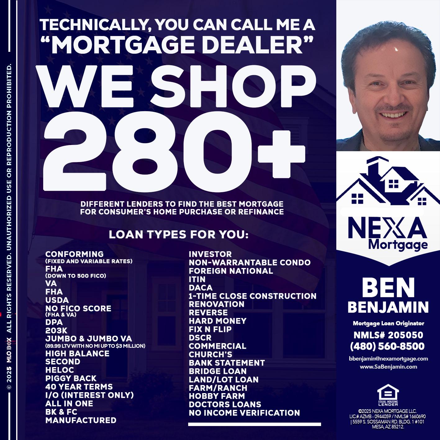 WE SHOP 280 + - Ben Benjamin -Mortgage Loan Originator