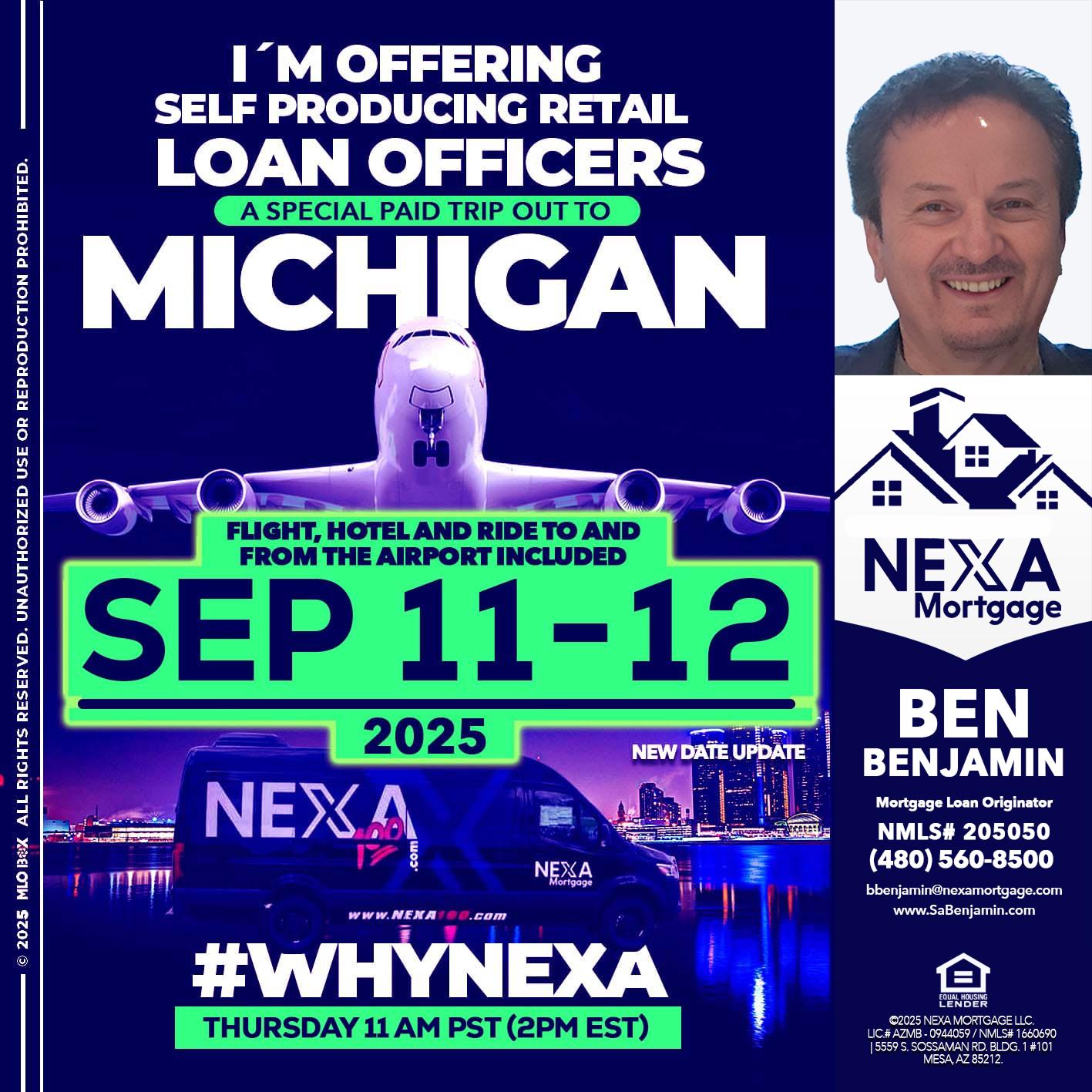 michigan sep 11-12 - Ben Benjamin -Mortgage Loan Originator