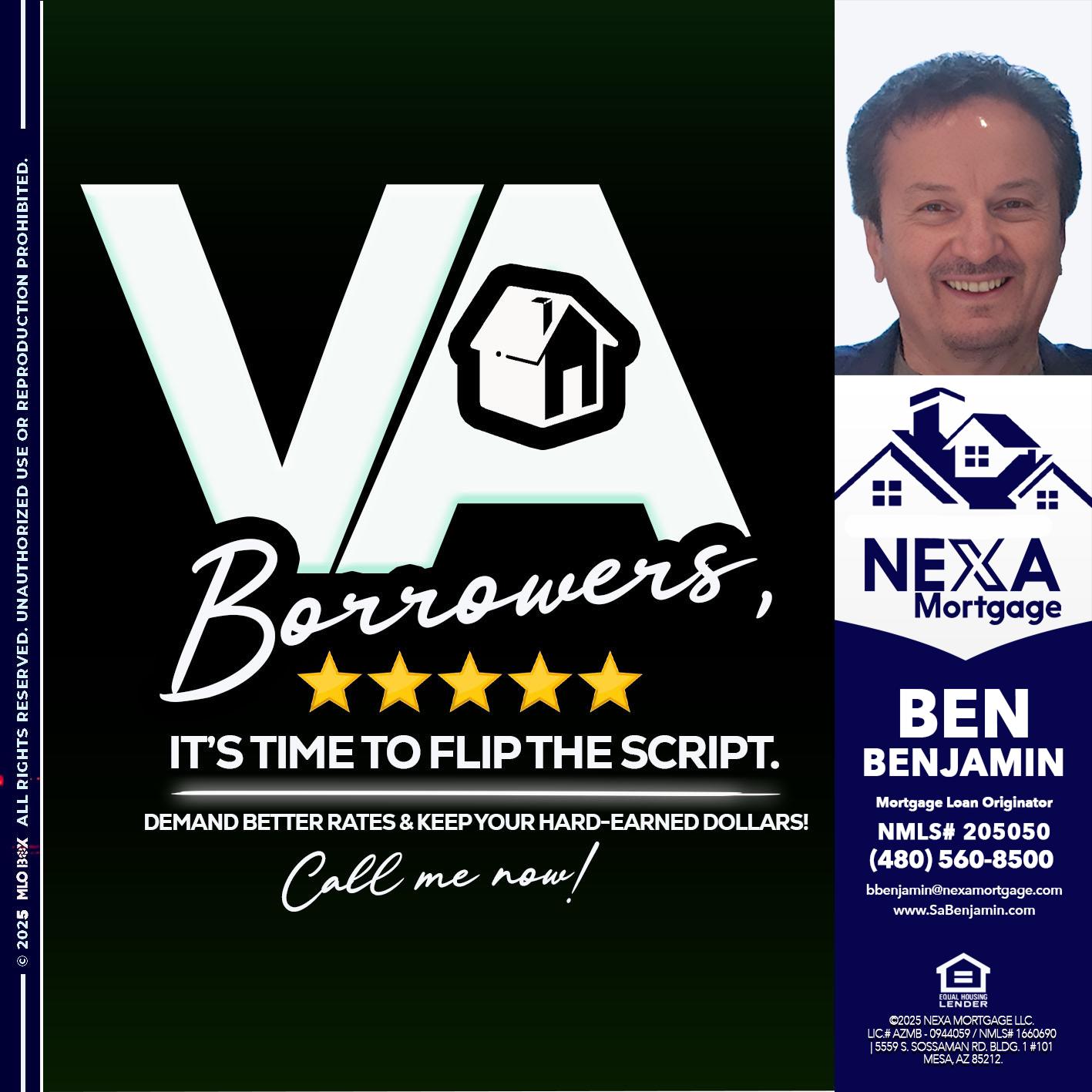 VA BORROWERS - Ben Benjamin -Mortgage Loan Originator
