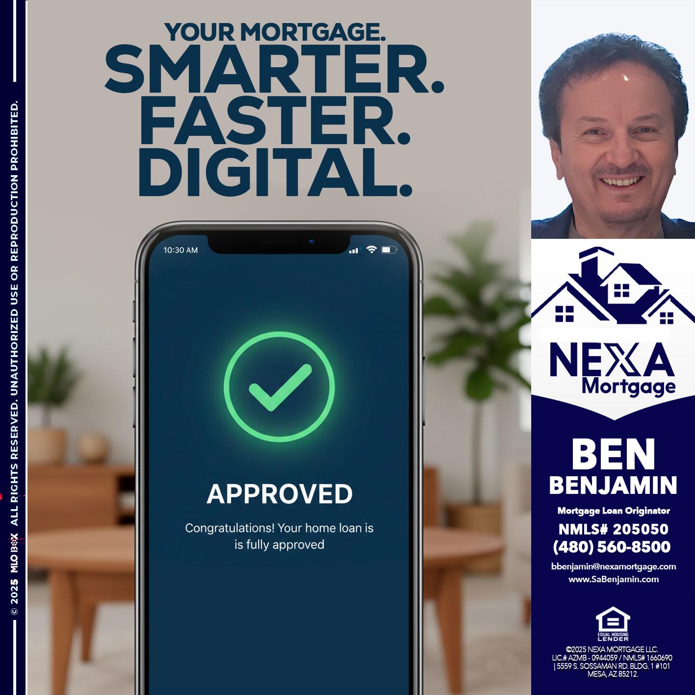 smarter faster digital - Ben Benjamin -Mortgage Loan Originator