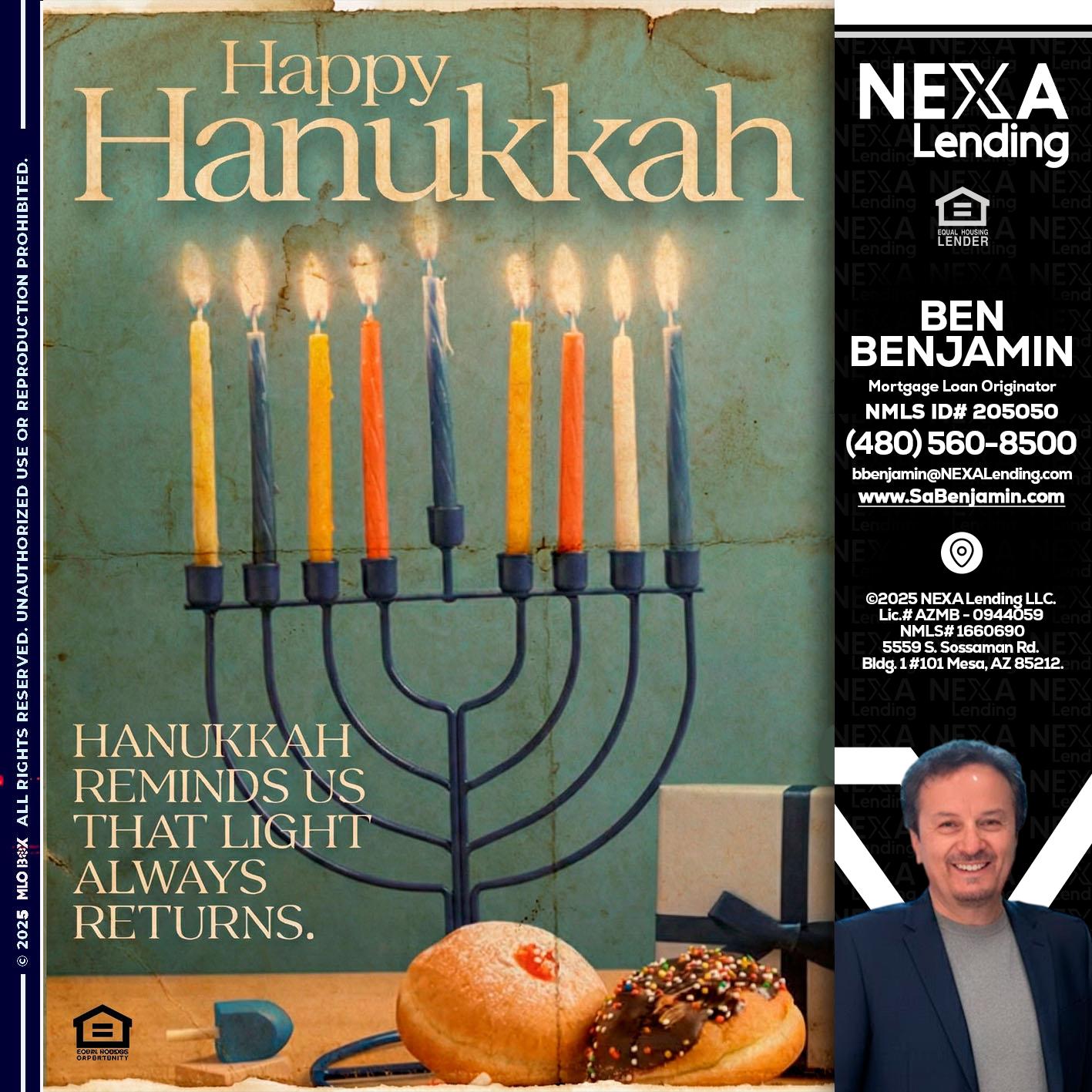 HAPPY HANUKKAH - Ben Benjamin -Mortgage Loan Originator