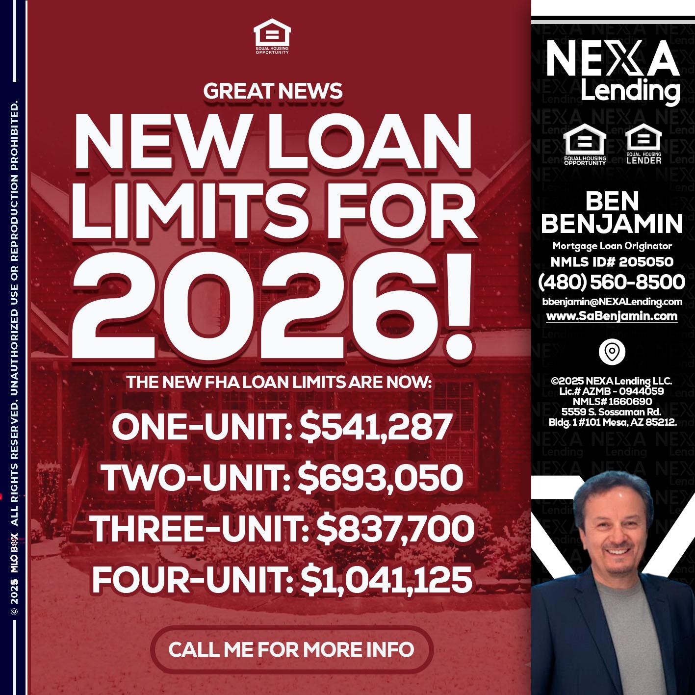 loan limits - Ben Benjamin -Mortgage Loan Originator