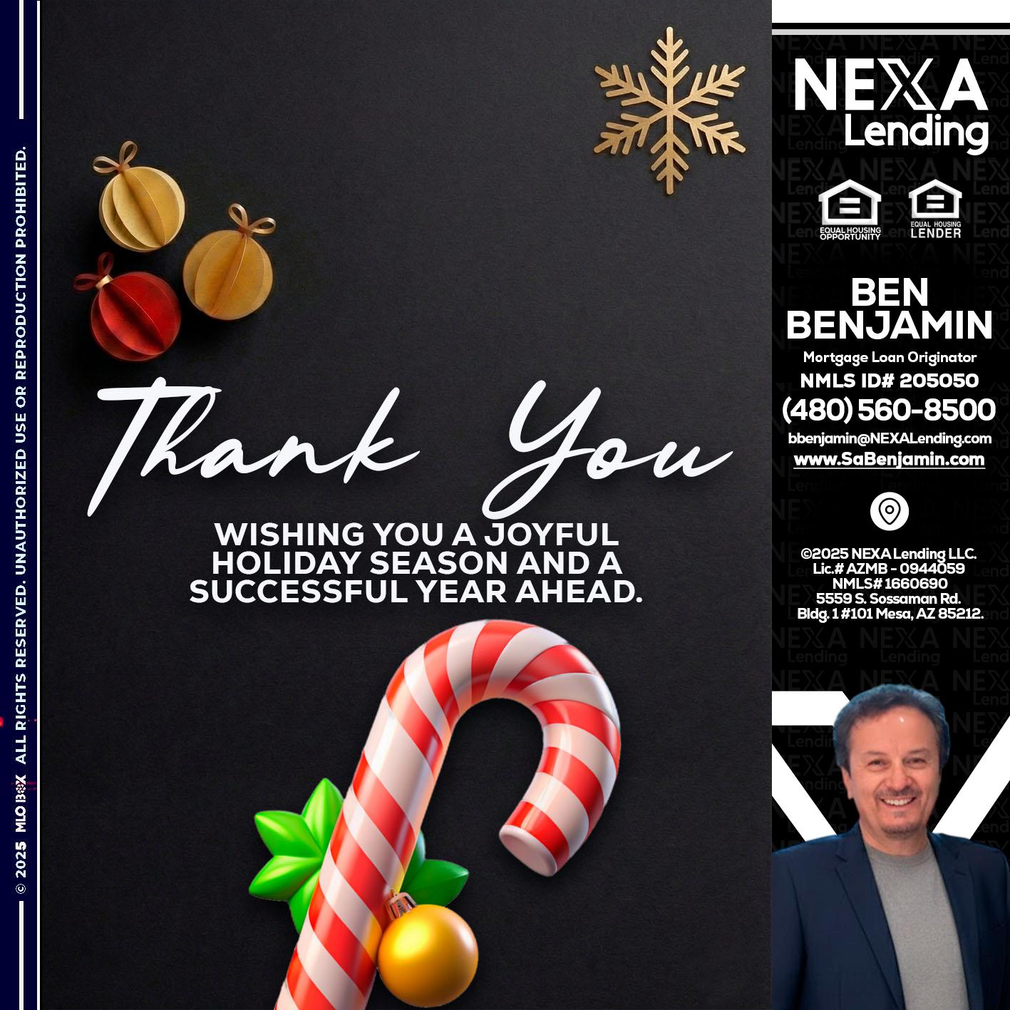 THANK YOU - Ben Benjamin -Mortgage Loan Originator