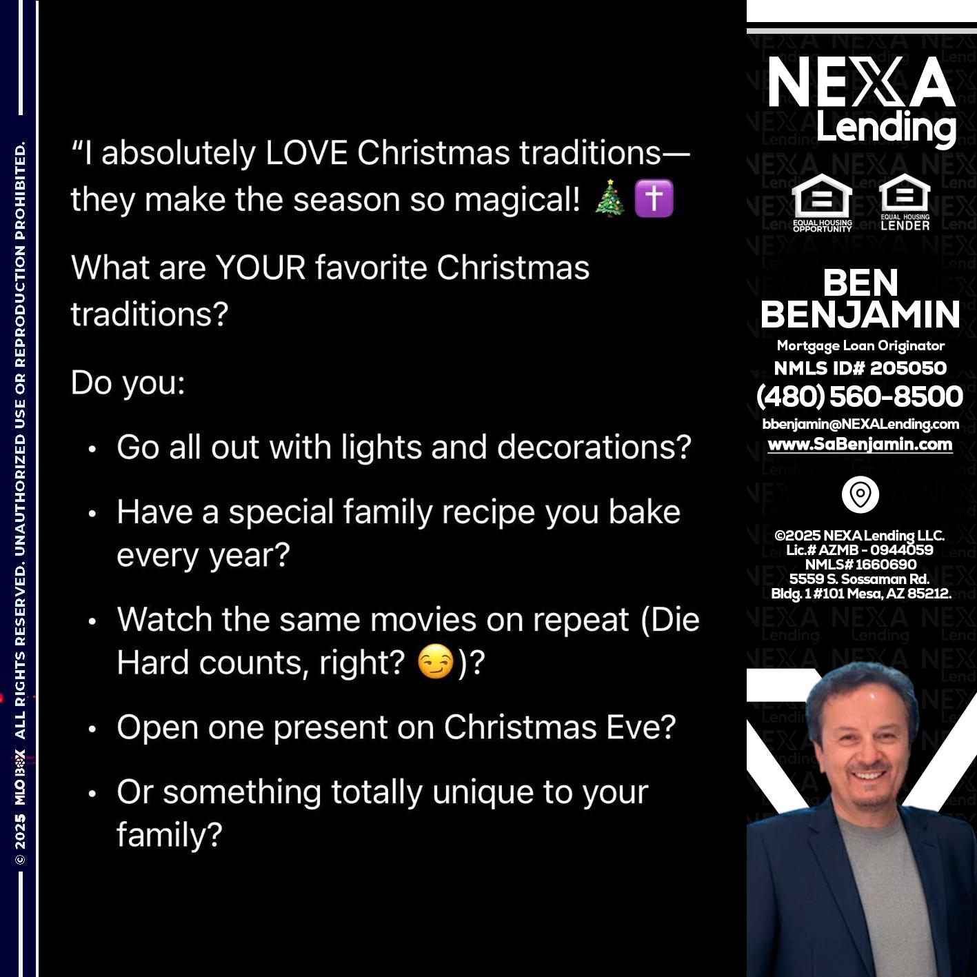 I love christmas - Ben Benjamin -Mortgage Loan Originator