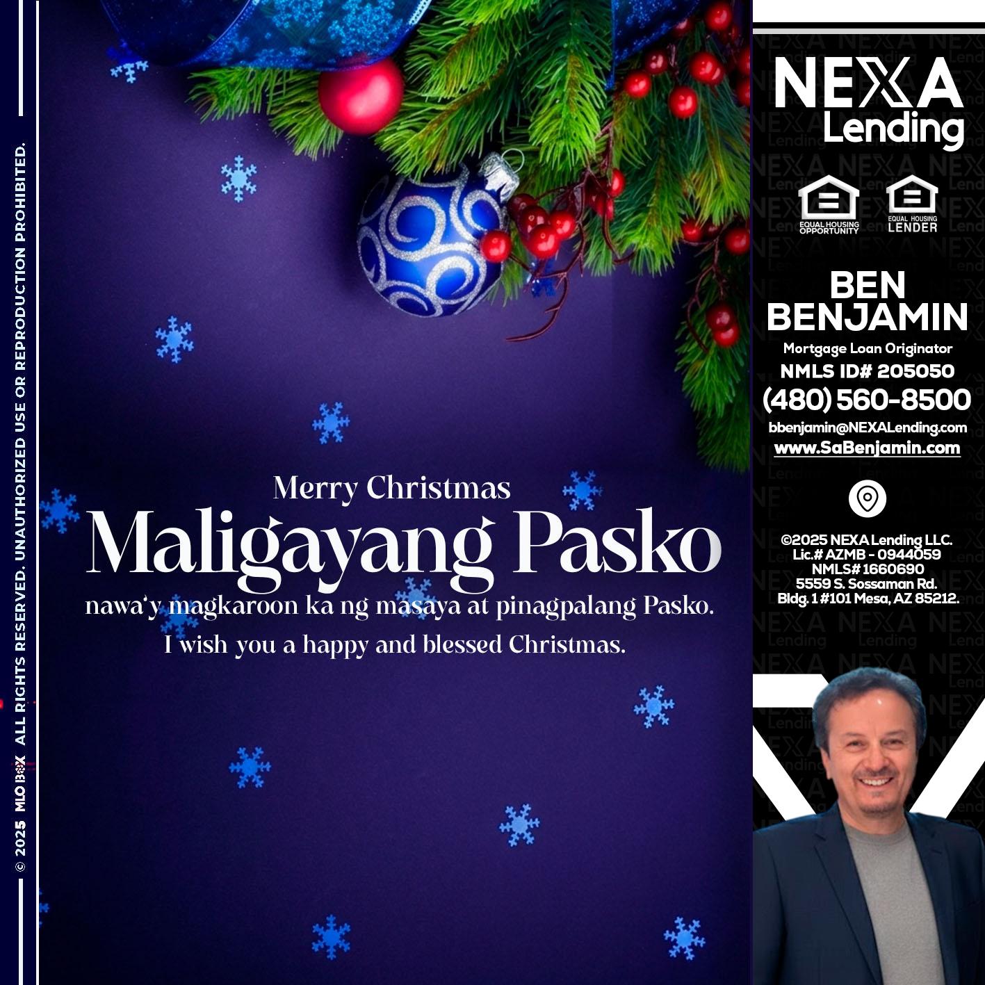 Maligayang Pasko - Ben Benjamin -Mortgage Loan Originator