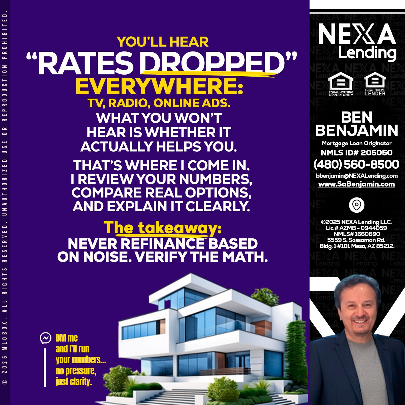 RATES DOPPED - Ben Benjamin -Mortgage Loan Originator