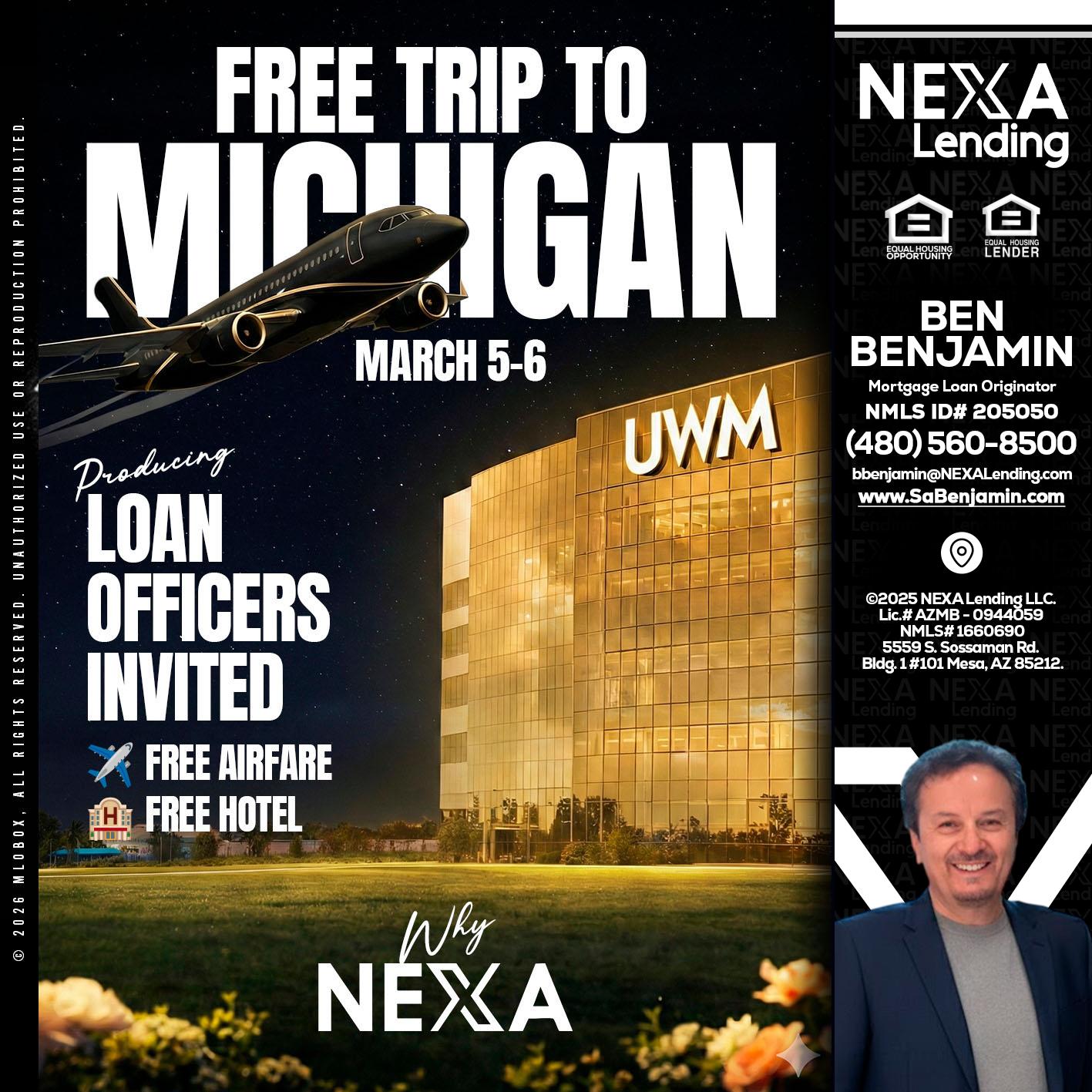 free Michigan trip - Ben Benjamin -Mortgage Loan Originator