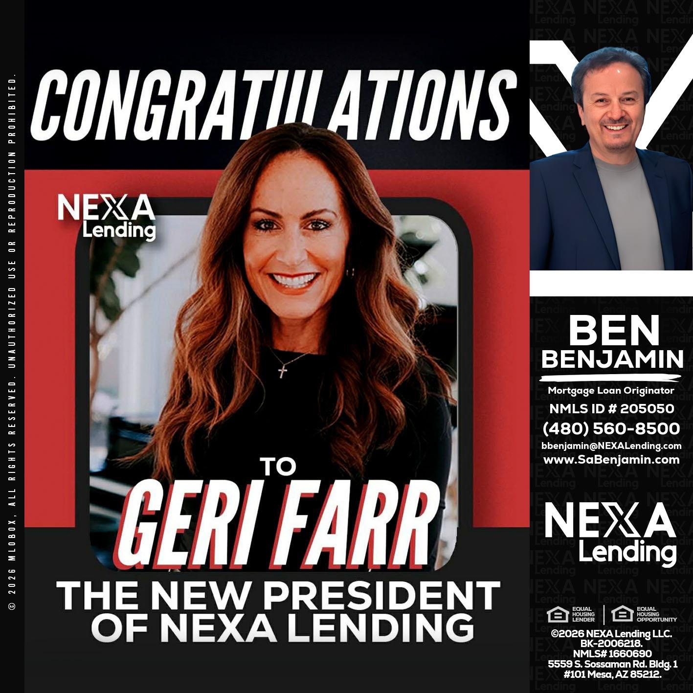 CONGRATULATIONS - Ben Benjamin -Mortgage Loan Originator