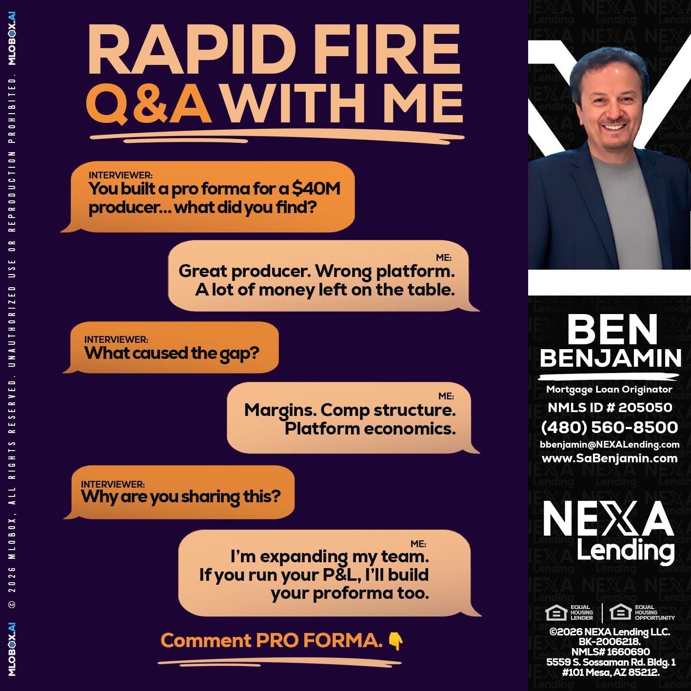 RAPID FIRE - Ben Benjamin -Mortgage Loan Originator