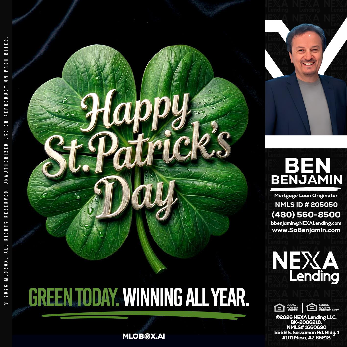 happy st. Patricks day - Ben Benjamin -Mortgage Loan Originator