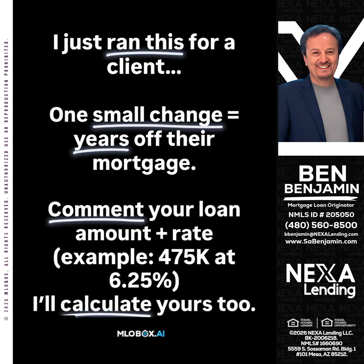 I JUST RAN - Ben Benjamin -Mortgage Loan Originator