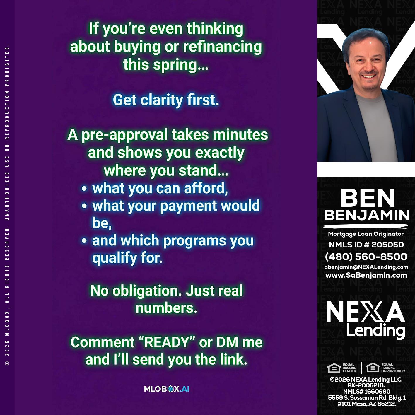 IF YOU THINKING - Ben Benjamin -Mortgage Loan Originator