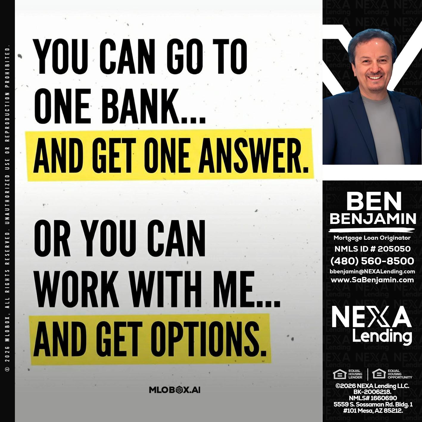 YOU CAN GO TO - Ben Benjamin -Mortgage Loan Originator