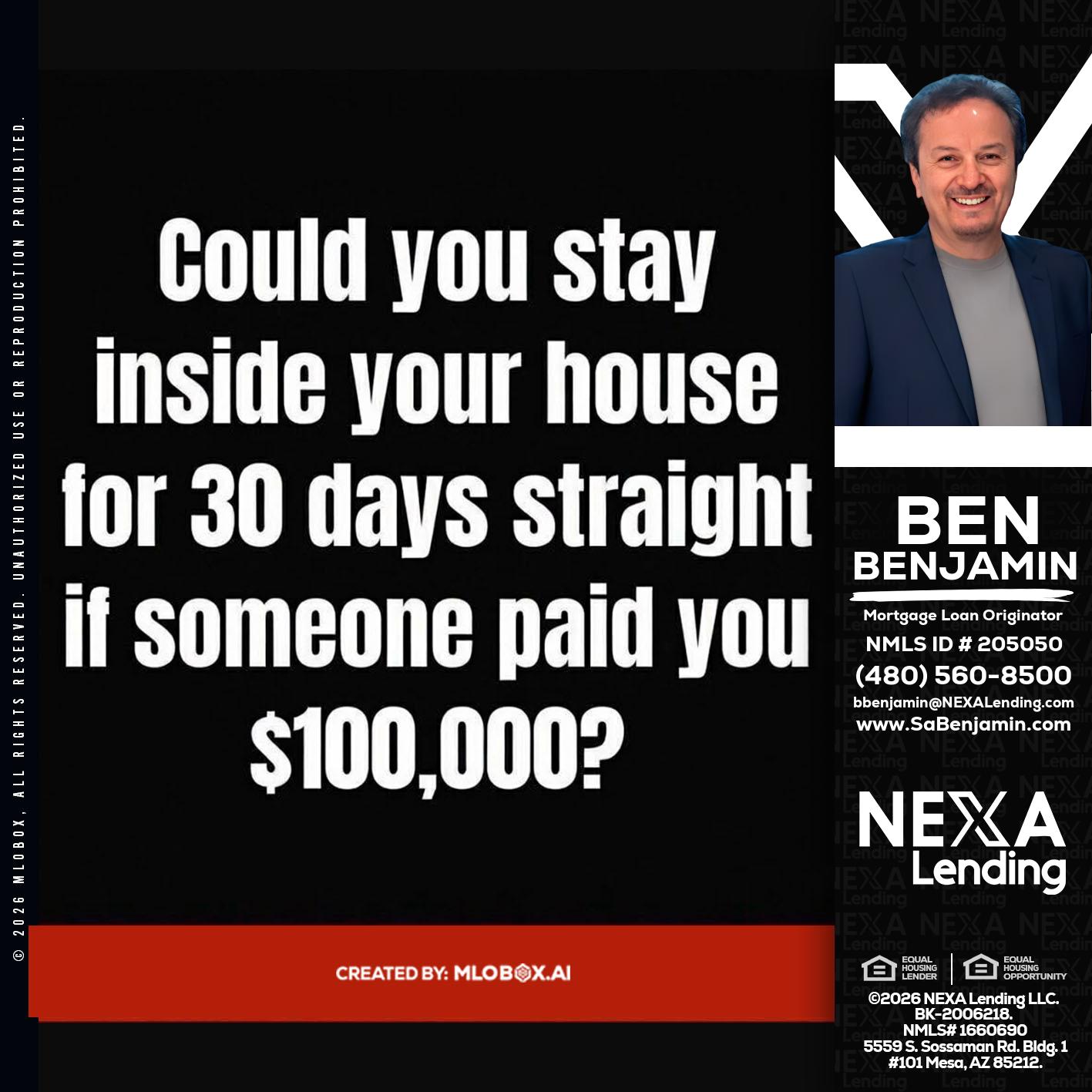 COULD YOU STAY - Ben Benjamin -Mortgage Loan Originator