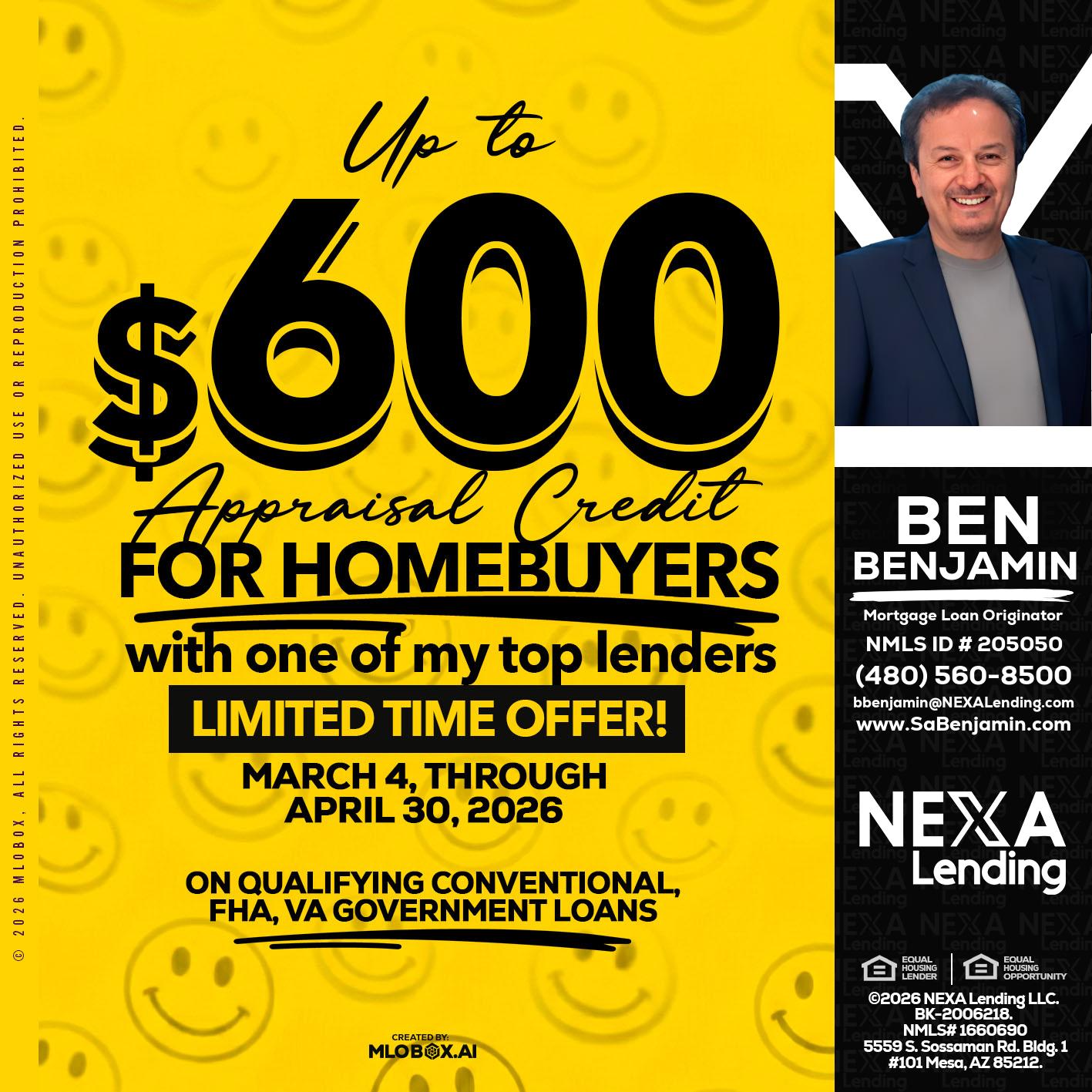 UP TO 600 - Ben Benjamin -Mortgage Loan Originator