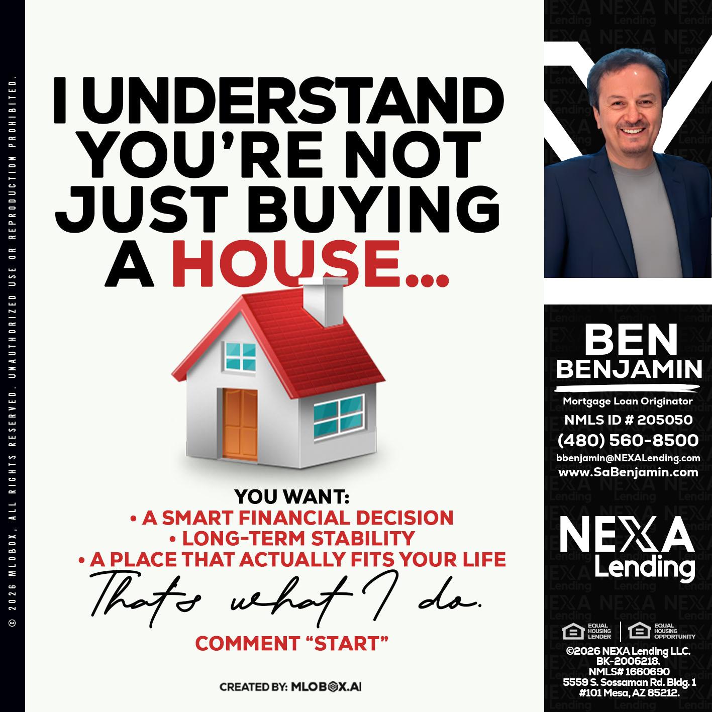I UNDERSTAND - Ben Benjamin -Mortgage Loan Originator