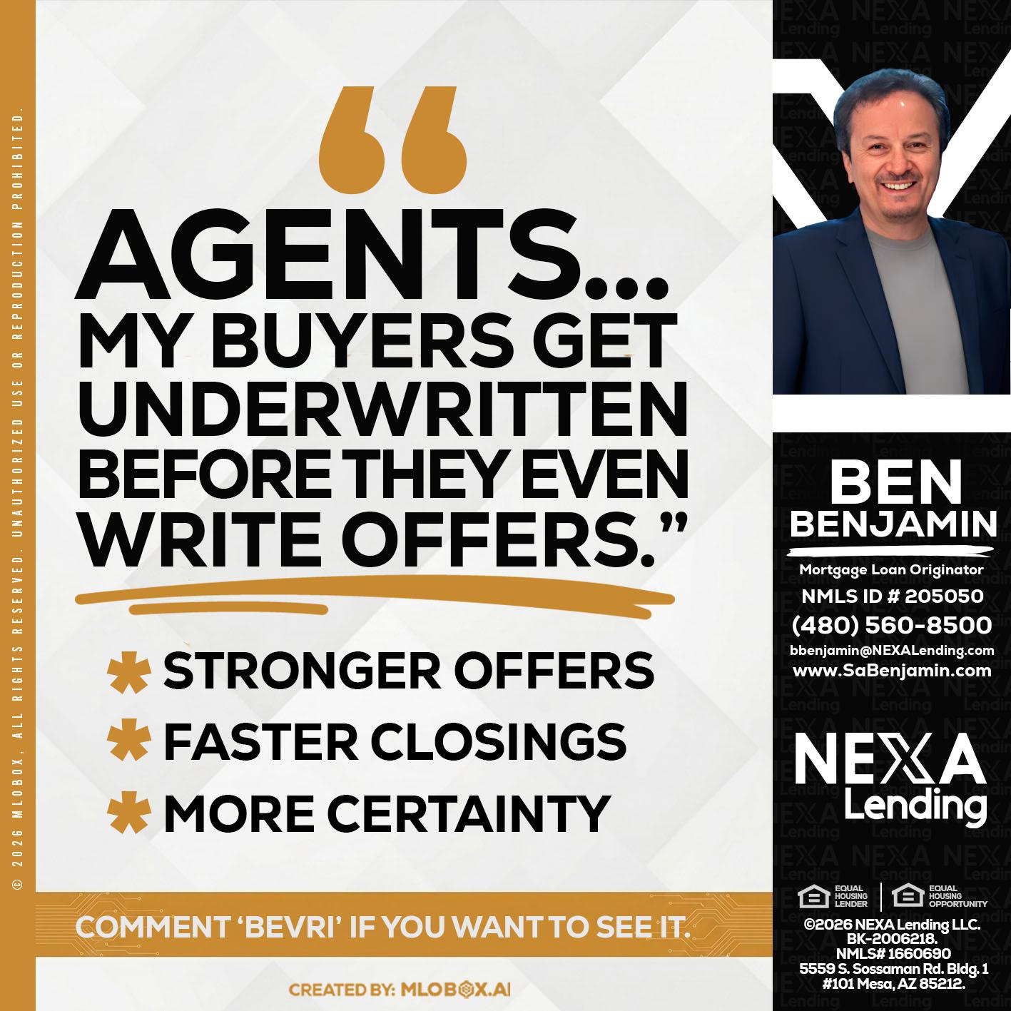 agents - Ben Benjamin -Mortgage Loan Originator