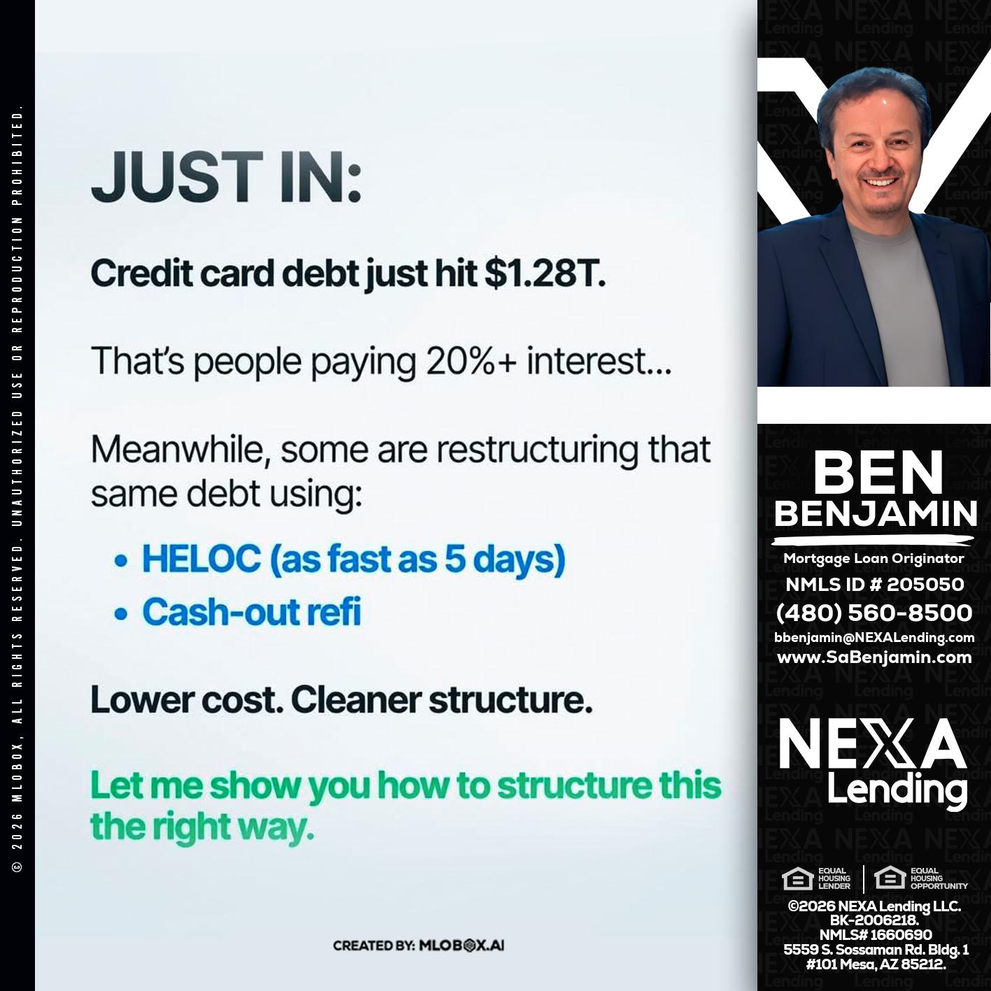 JUST IN - Ben Benjamin -Mortgage Loan Originator