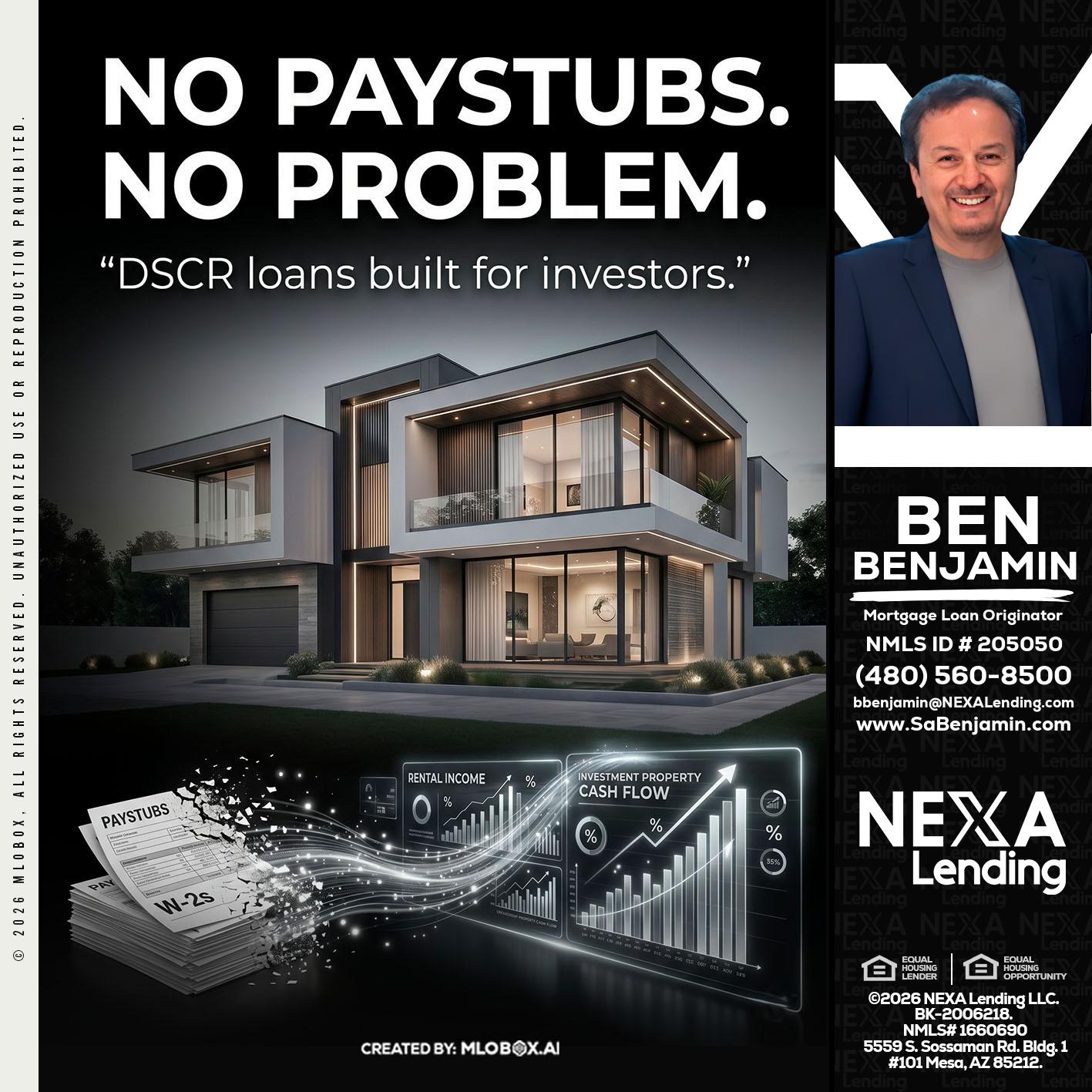 no paystub - Ben Benjamin -Mortgage Loan Originator
