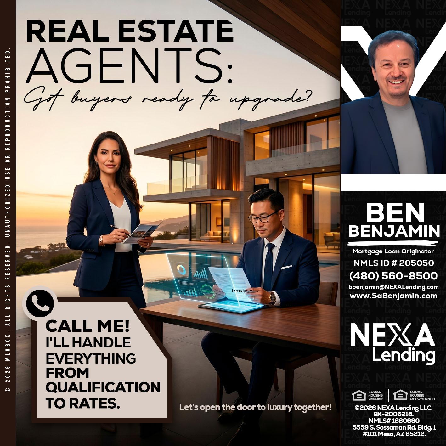 REAL ESTATE AGENTS - Ben Benjamin -Mortgage Loan Originator