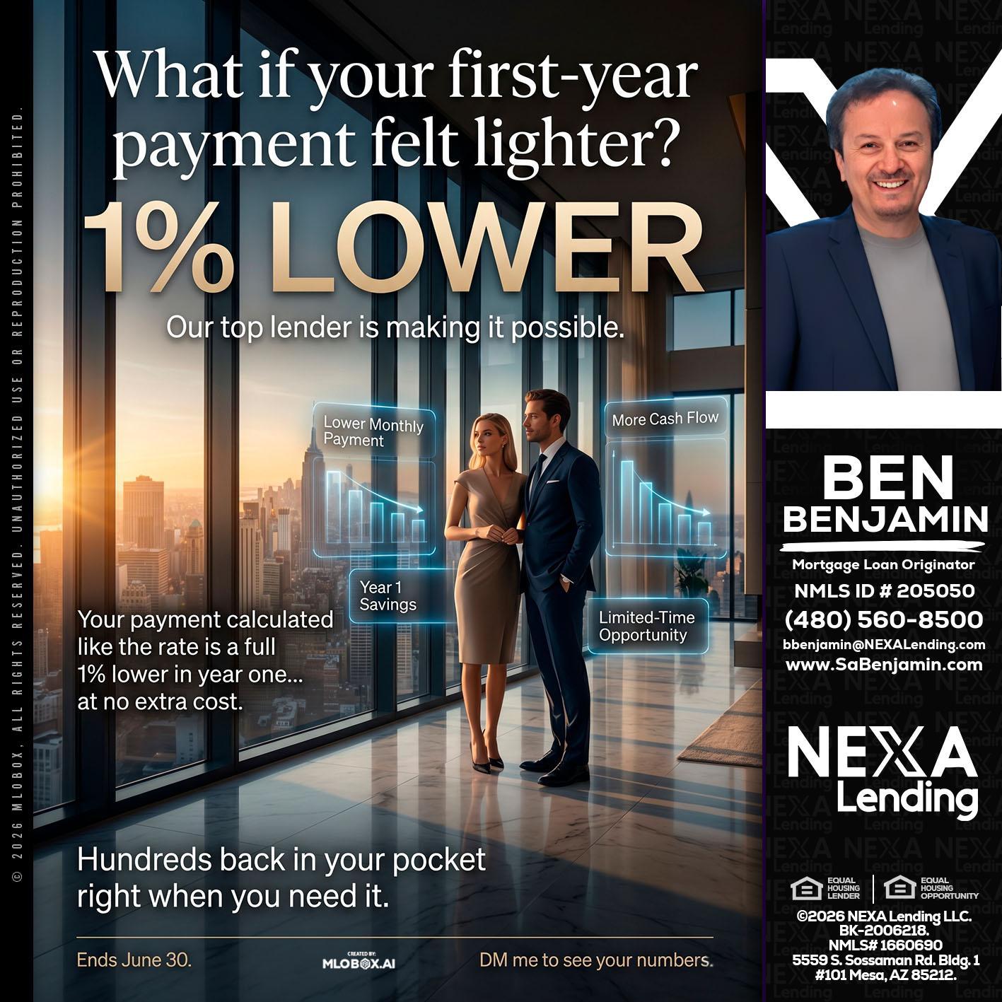 1% LOWER - Ben Benjamin -Mortgage Loan Originator