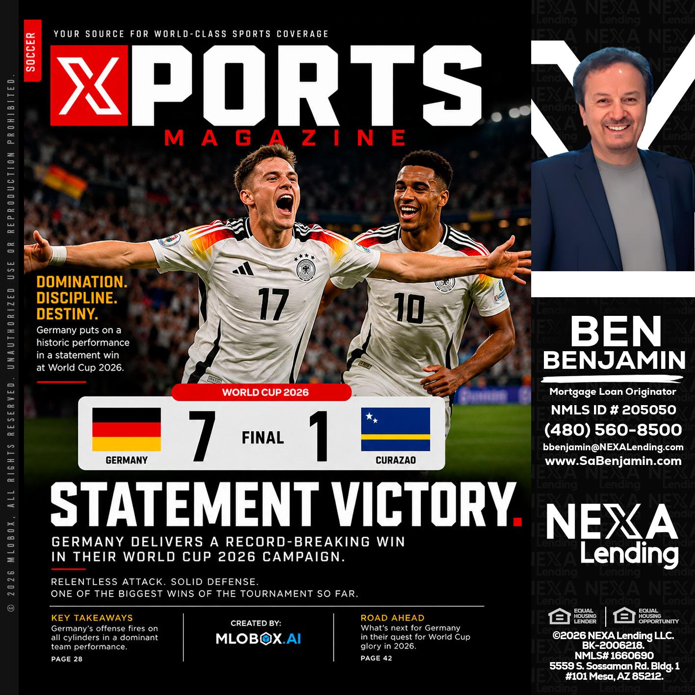 GERMANY VS CURASSAO (7-1) - Ben Benjamin -Mortgage Loan Originator