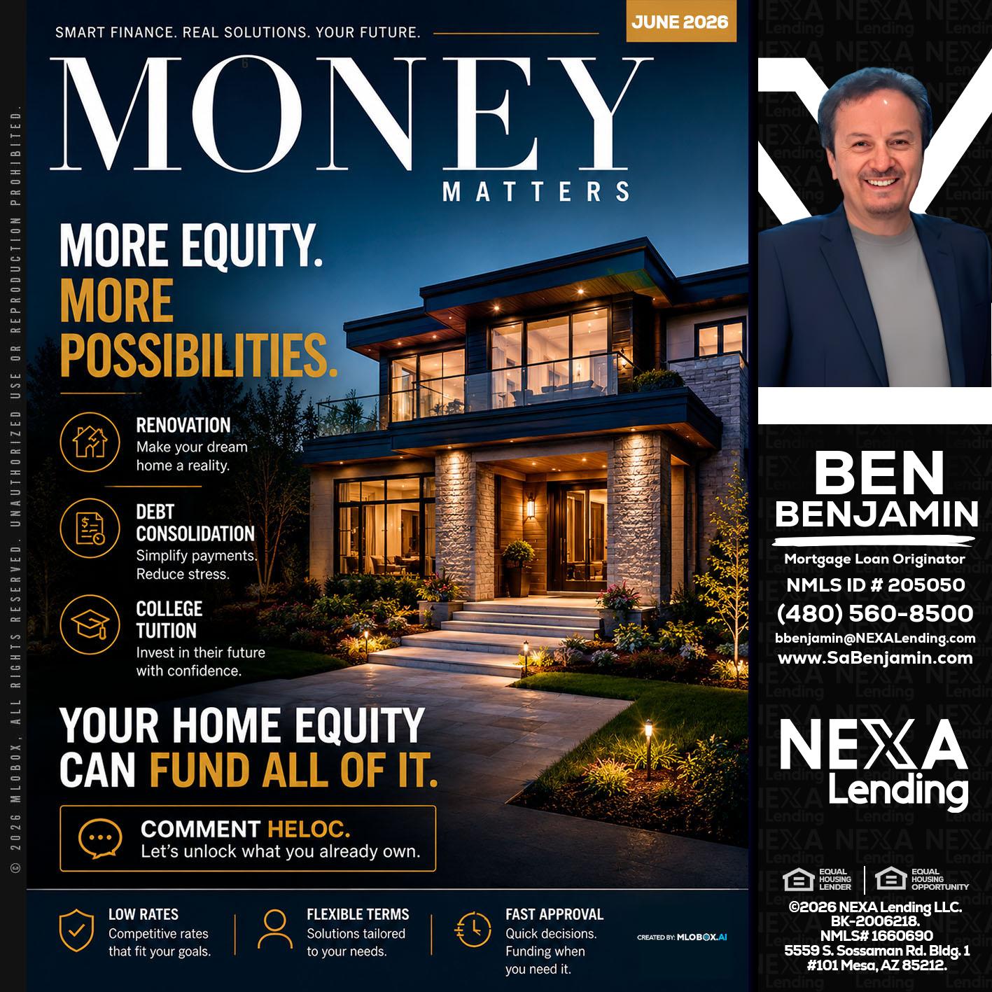 MONEY MATTERS - Ben Benjamin -Mortgage Loan Originator