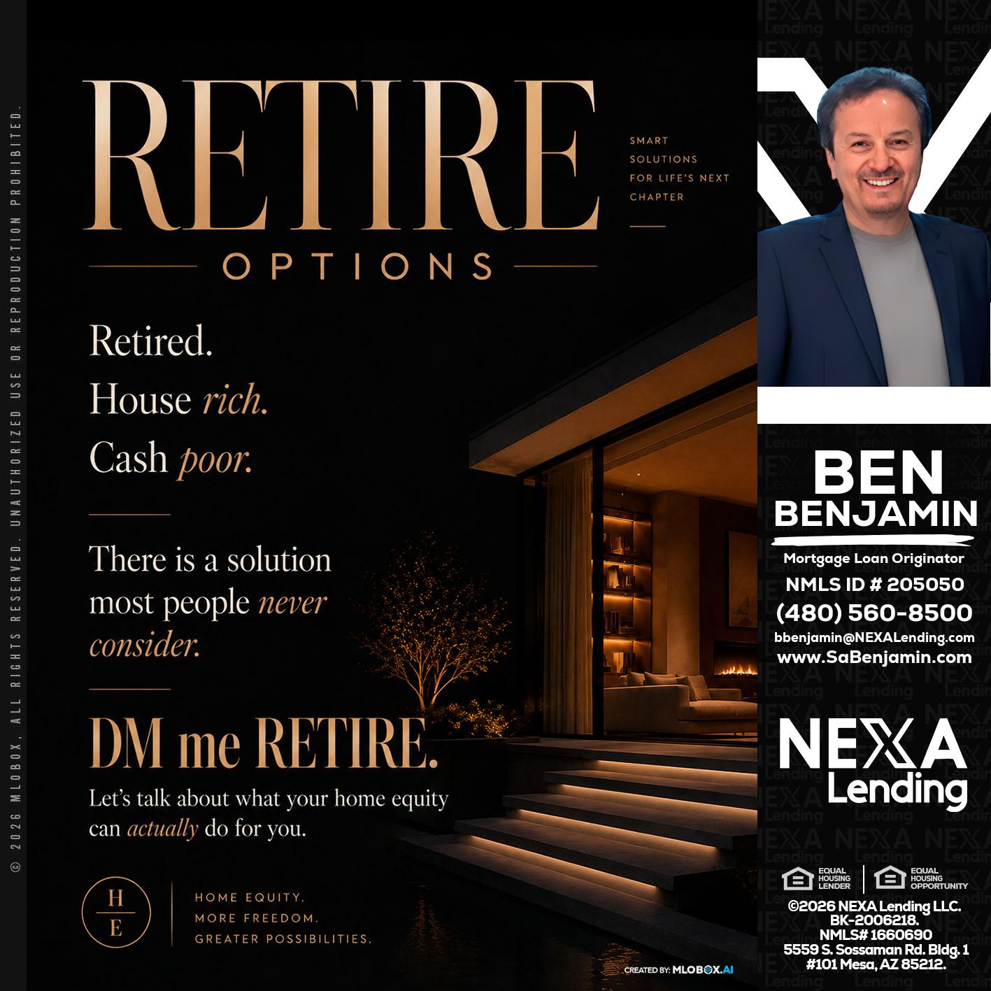 RETIRE LOANS - Ben Benjamin -Mortgage Loan Originator