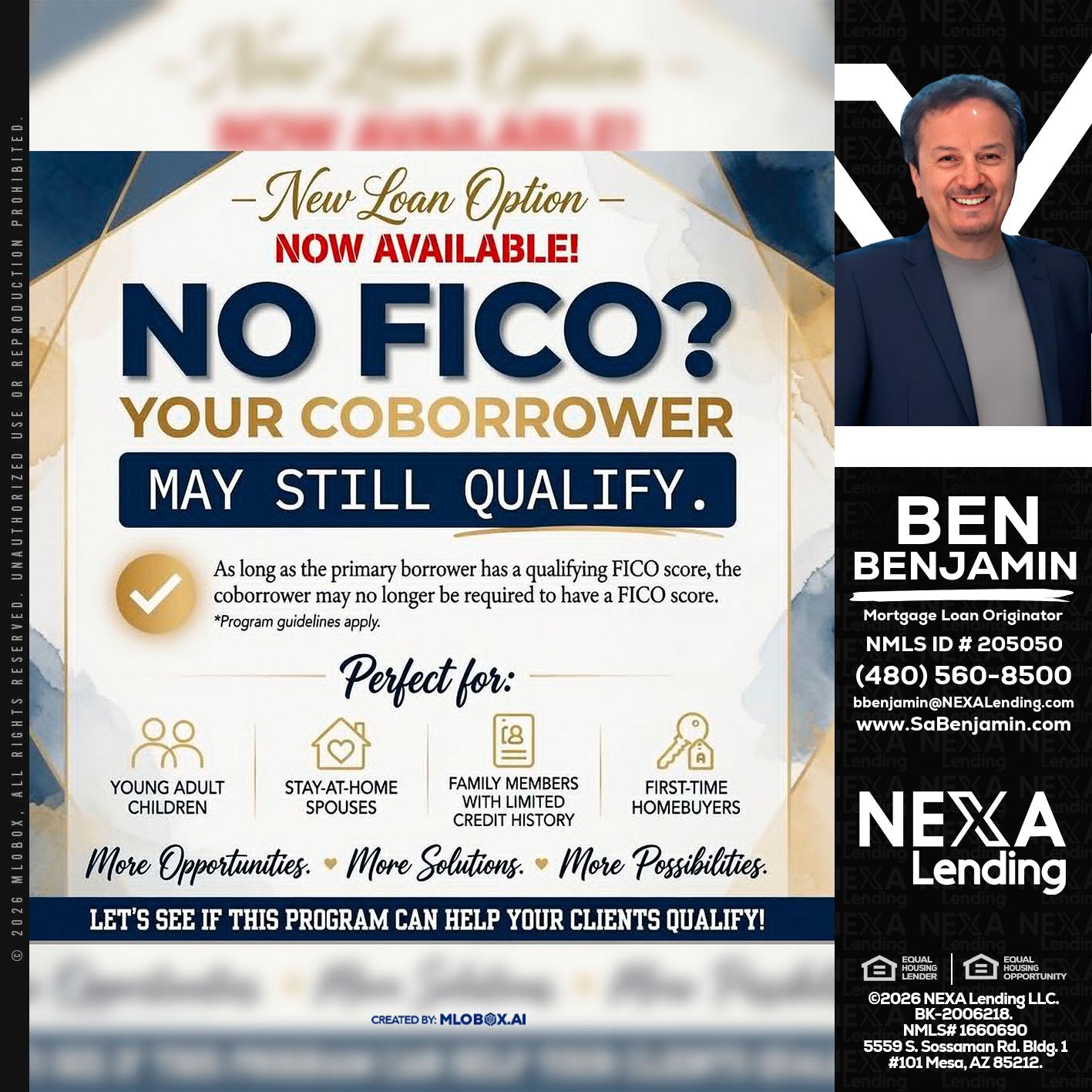 NO FICO? - Ben Benjamin -Mortgage Loan Originator