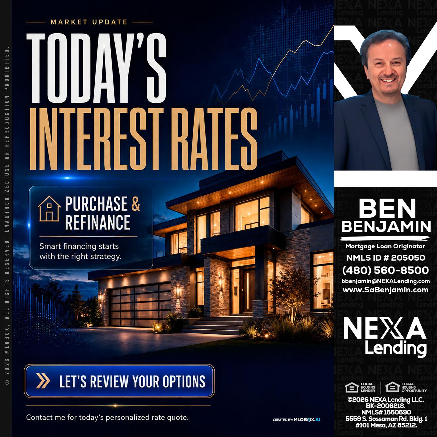 TODAYS RATES - Ben Benjamin -Mortgage Loan Originator