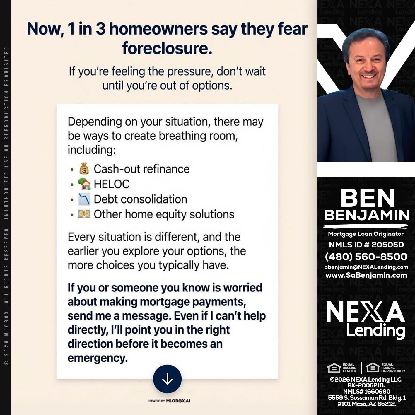 NOW, 1 IN 3 - Ben Benjamin -Mortgage Loan Originator