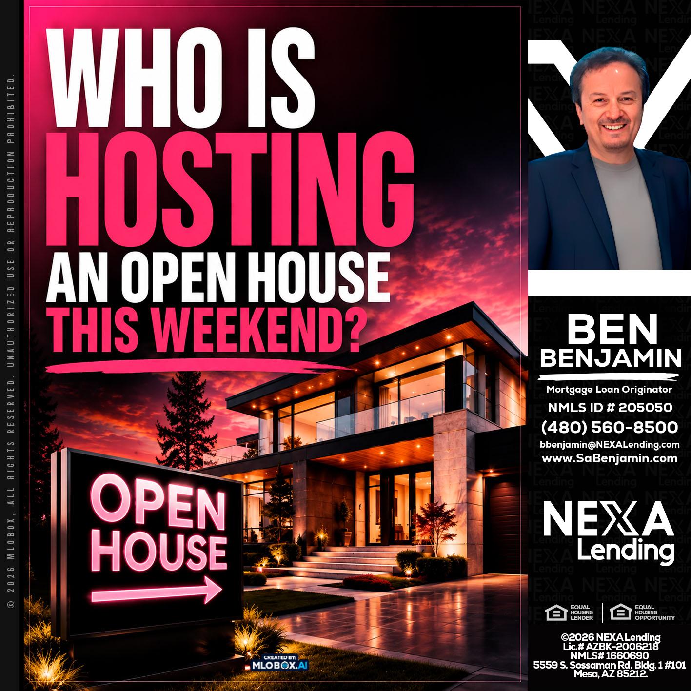 who's is hosting - Ben Benjamin -Mortgage Loan Originator