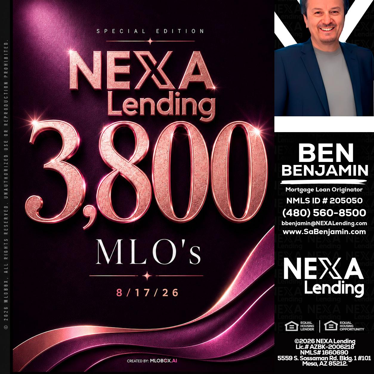 3800 MLOs - Ben Benjamin -Mortgage Loan Originator
