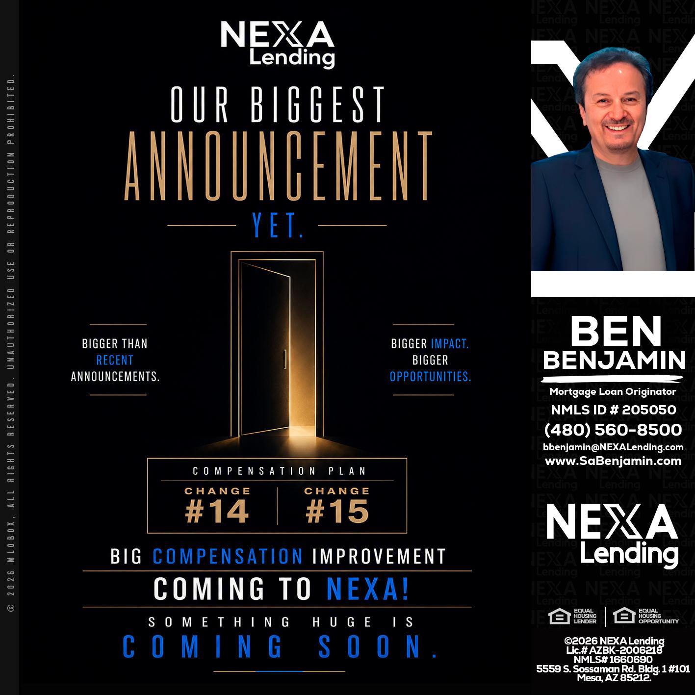 ANNOUNCEMENT - Ben Benjamin -Mortgage Loan Originator