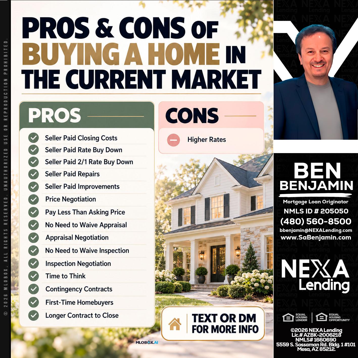 pros and cons - Ben Benjamin -Mortgage Loan Originator