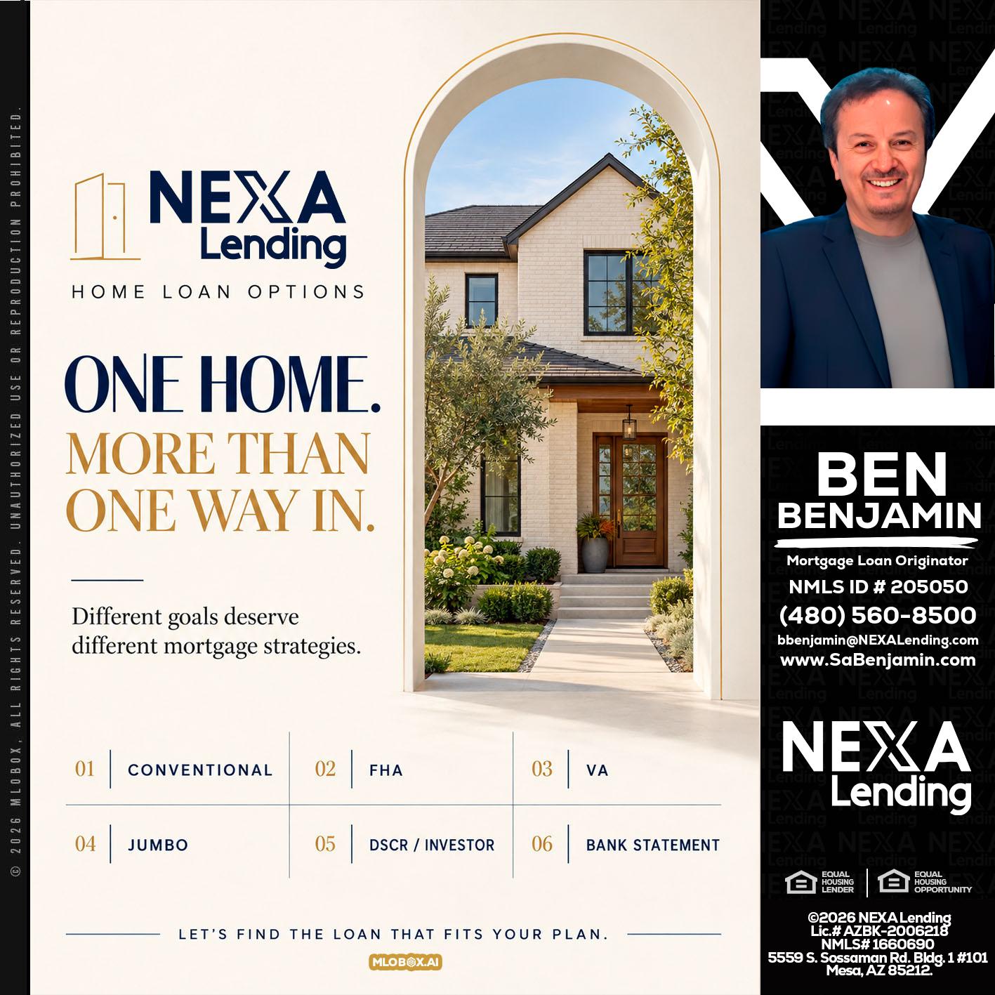 ONE HOME - Ben Benjamin -Mortgage Loan Originator