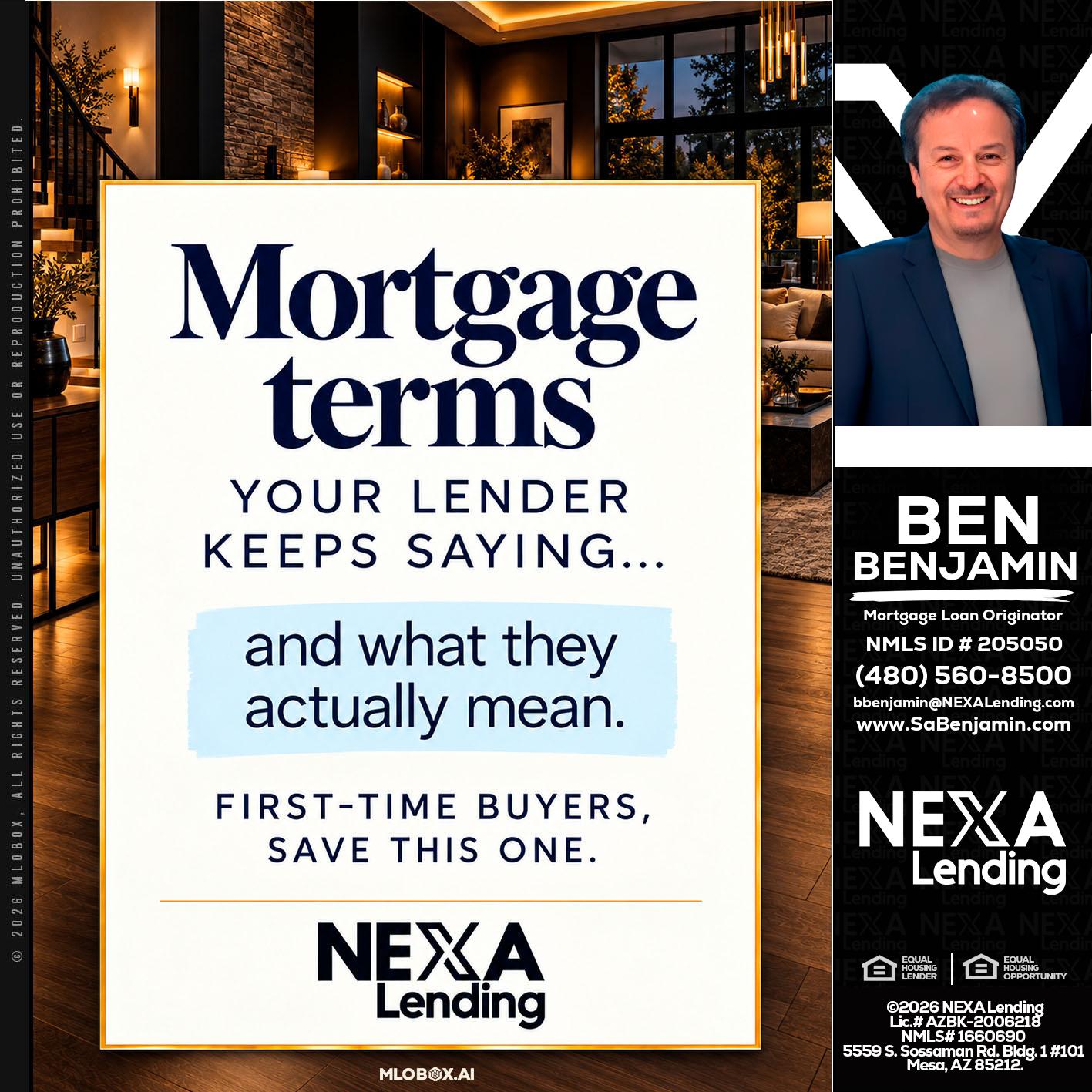 mortgage terms - Ben Benjamin -Mortgage Loan Originator