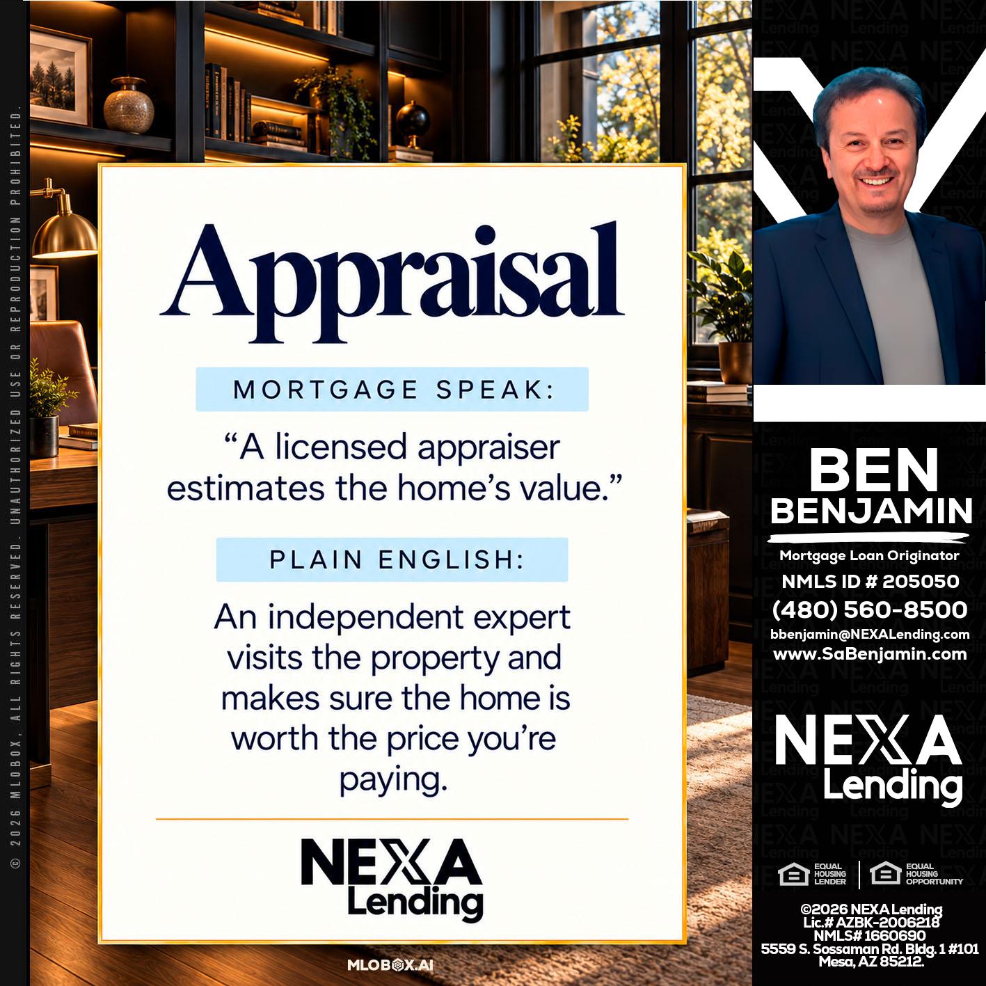 appraisal - Ben Benjamin -Mortgage Loan Originator