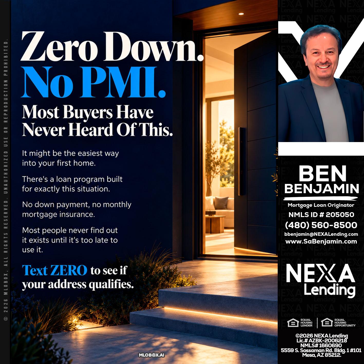 zero down - Ben Benjamin -Mortgage Loan Originator